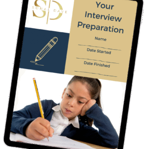 childrens interview prep workbook download shown on tablet