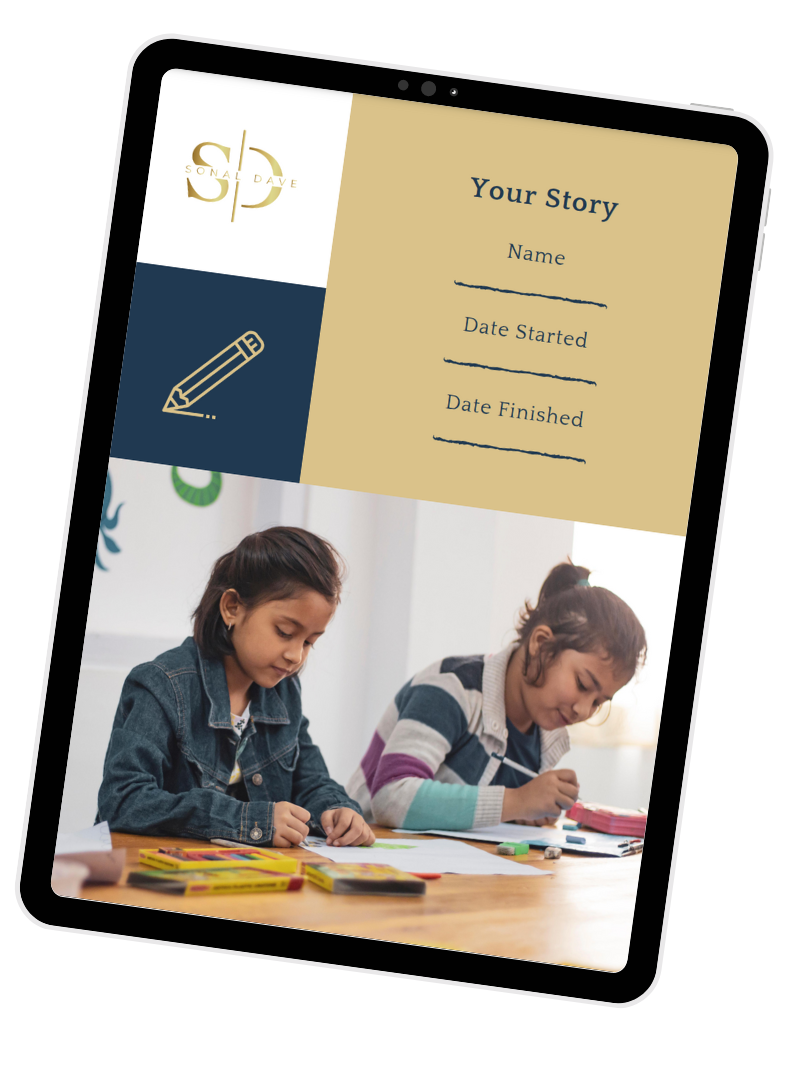 childrens storytelling workbook download shown on tablet