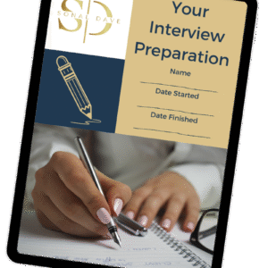 interview prep workbook download shown on tablet