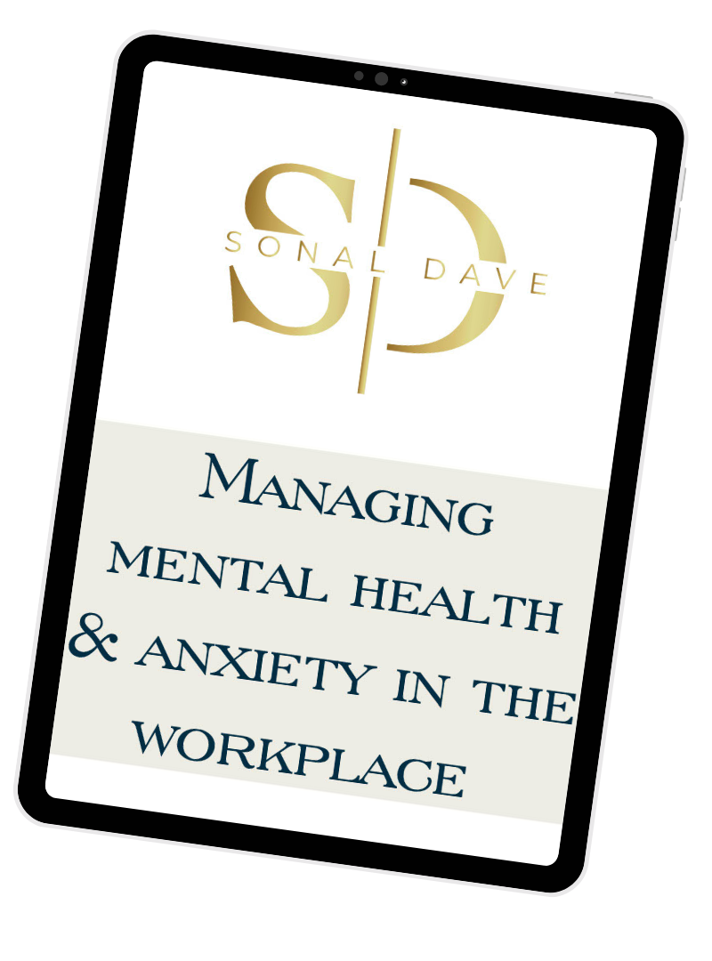 managing mental health in workplace download shown on tablet