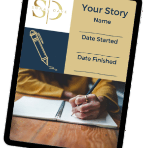 storytelling workbook download shown on tablet