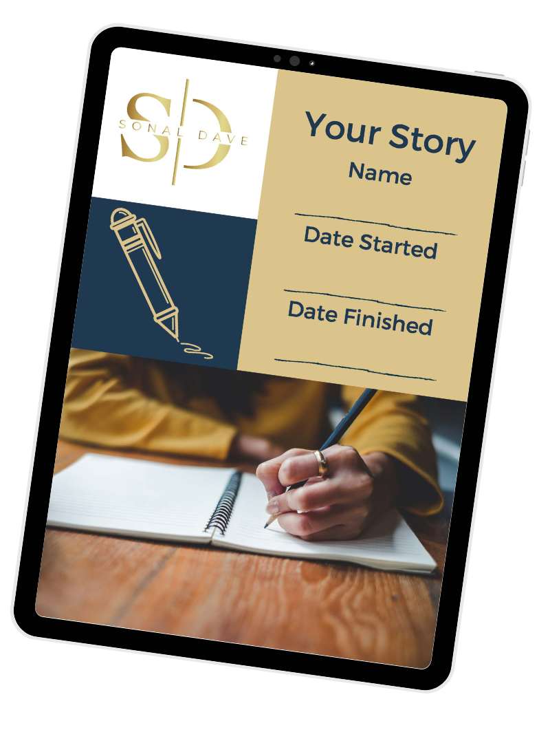 storytelling workbook download shown on tablet